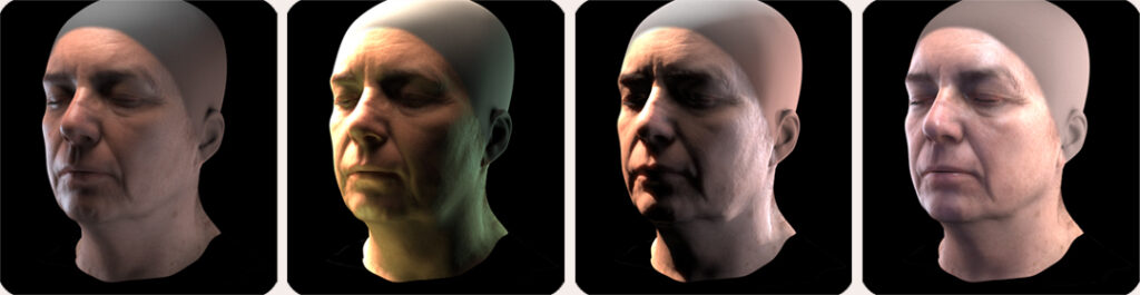 a head 3D model affected by different lightings